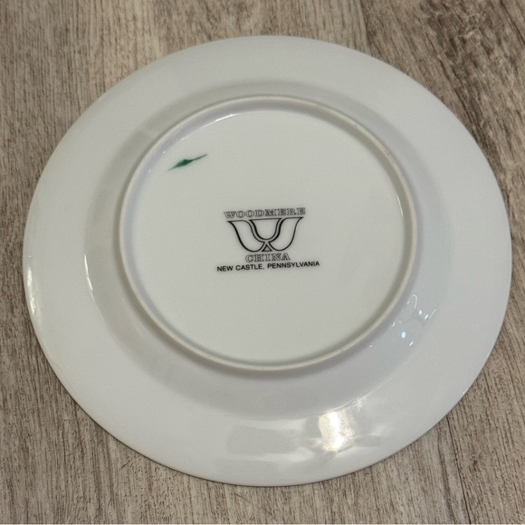 VINTAGE WOODMERE China Set Of 8 Christmas Tree Holiday Desert Plates - EUC - Picture 7 of 8